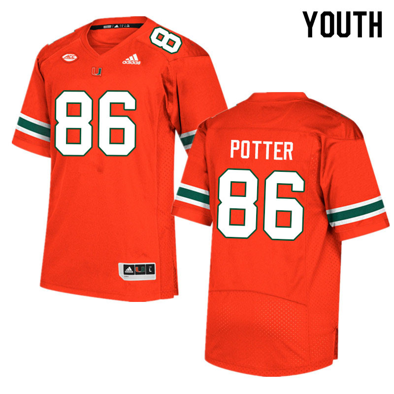 Youth #86 Fred Potter Miami Hurricanes College Football Jerseys Sale-Orange